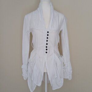 Victorian Ruffle Long Sleeve Corset Blouse White Size S